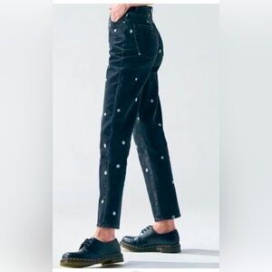PacSun Black Jeans with White Floral Accents